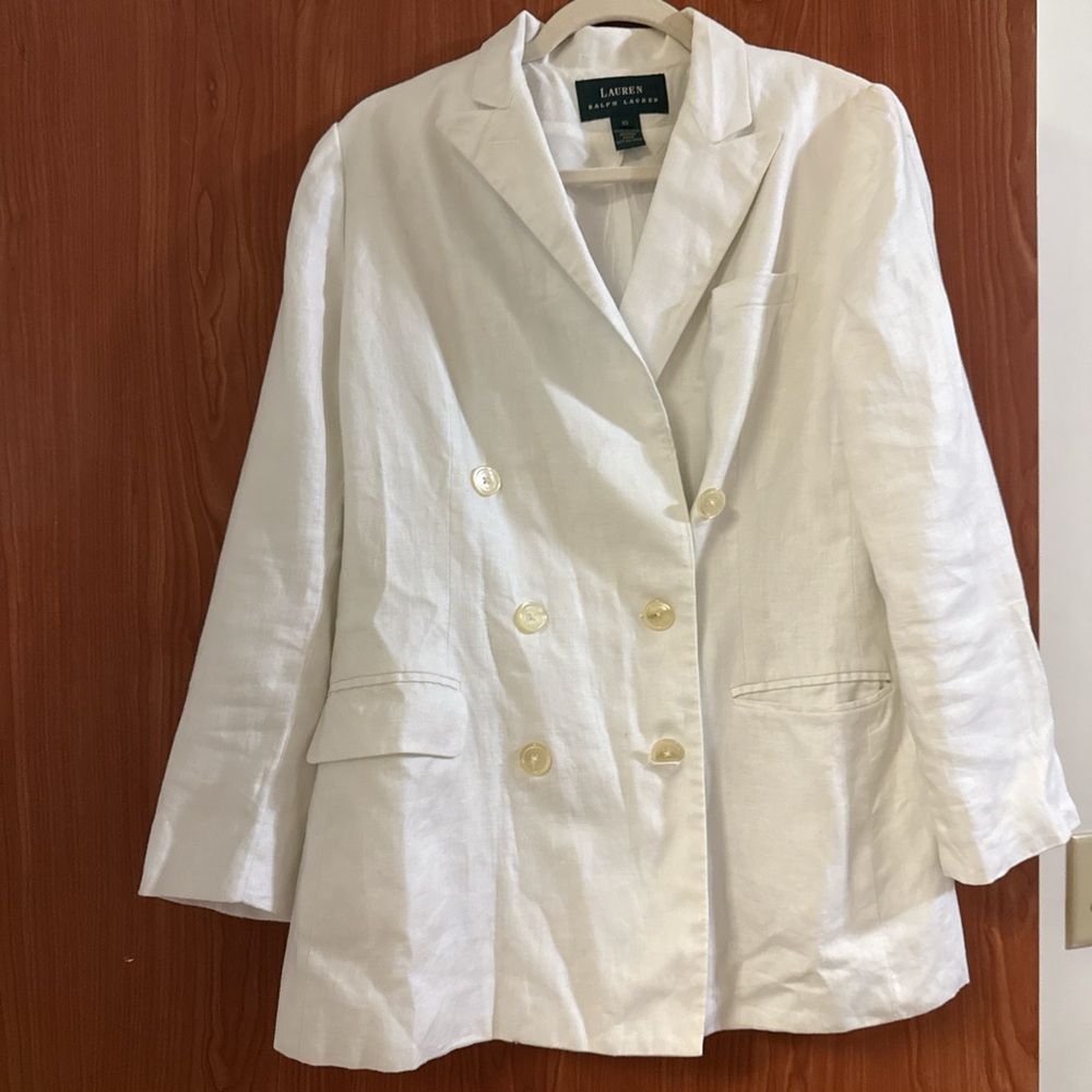 Lark & Ro Women's Cream Double-Breasted Blazer